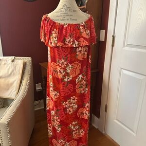 Off Shoulder Summer Maxi Dress Hawaiian Style Resort Vacation Wear